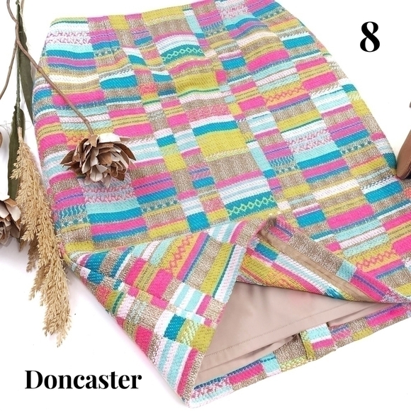 Doncaster Pink Yellow Blue Embroidered Skirt Size 8 - Picture 1 of 11